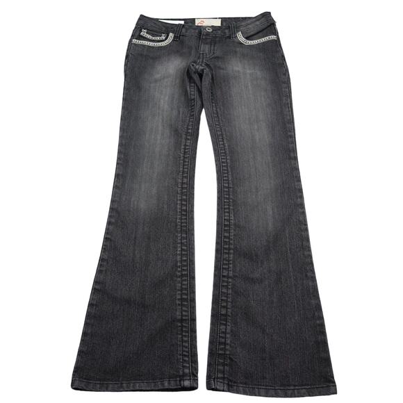 Farlow Jeans Pants Womens 9 Black Denim Flat Front Bootcut Pockets Jeans - Picture 1 of 16